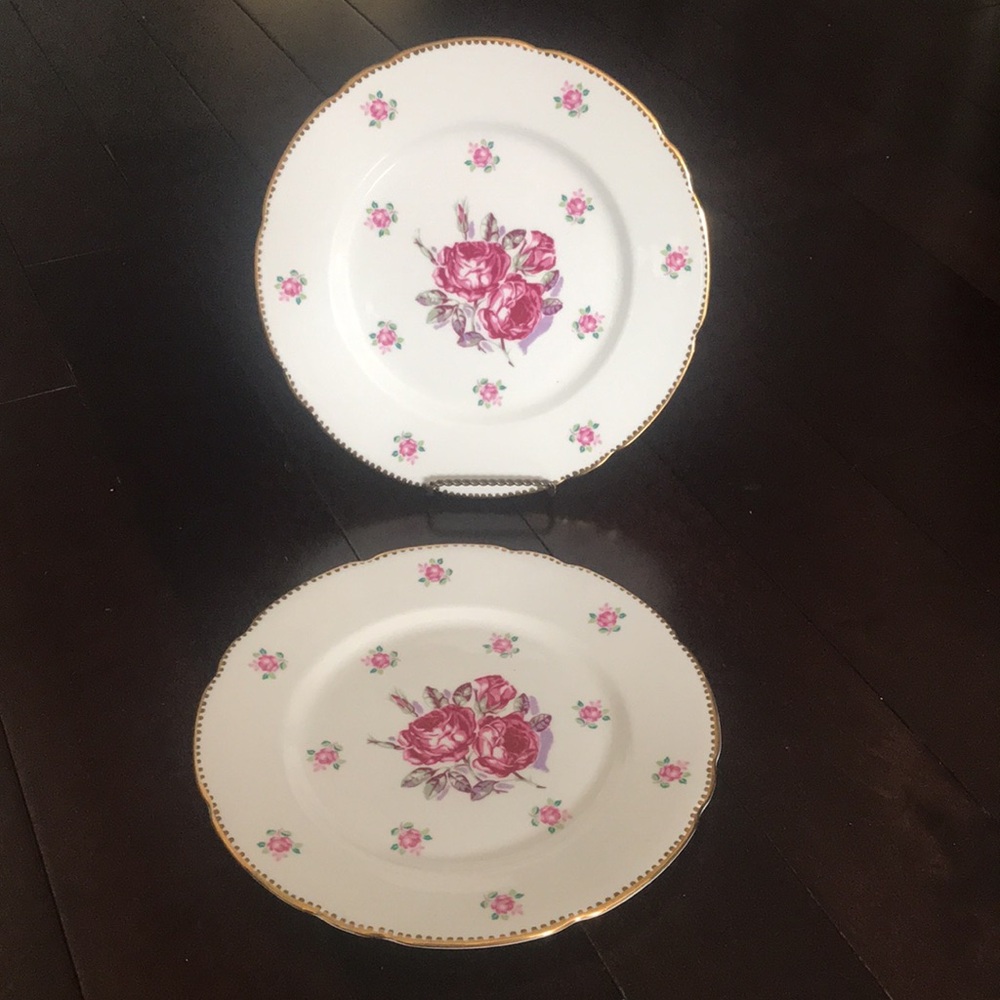 Vintage Royal Stafford Tudor Rose Dinner Plates England Set Of 2